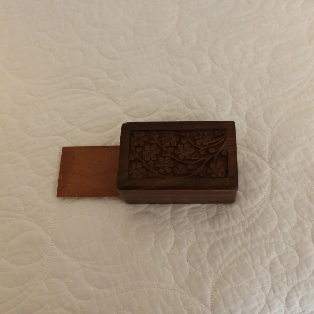 Wooden box for jewelry, trinkets, etc.